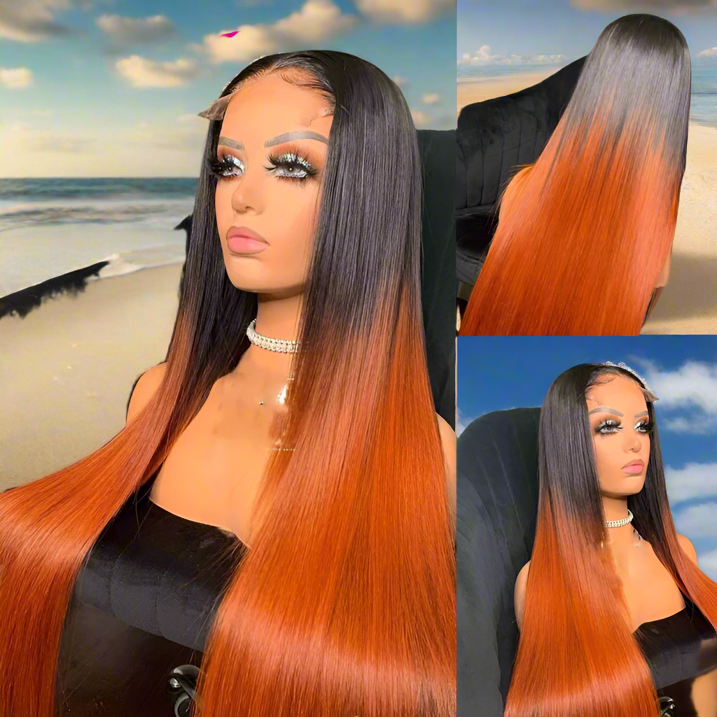 Lace Front Pre-Plucked Ombre Color Brazilian Human Remy Hair With Baby Hair Wigs