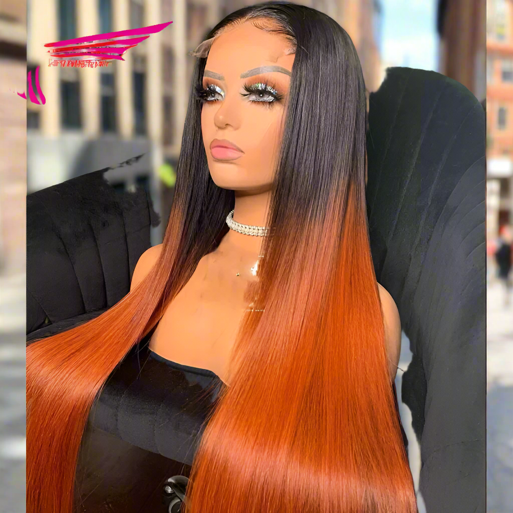 Lace Front Pre-Plucked Ombre Color Brazilian Human Remy Hair With Baby Hair Wigs