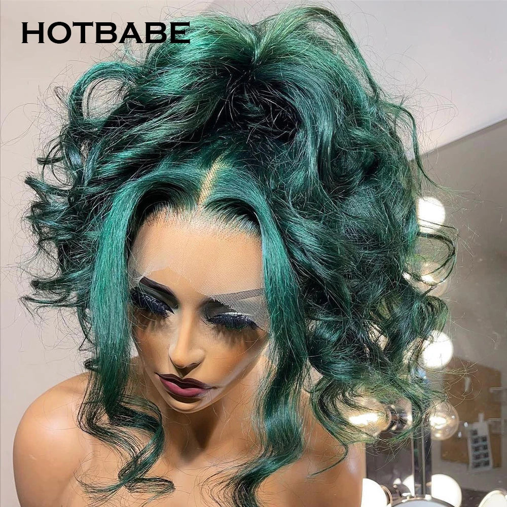 Lace Front Pre-Plucked Highlight Green Brazilian Human Hair Wig