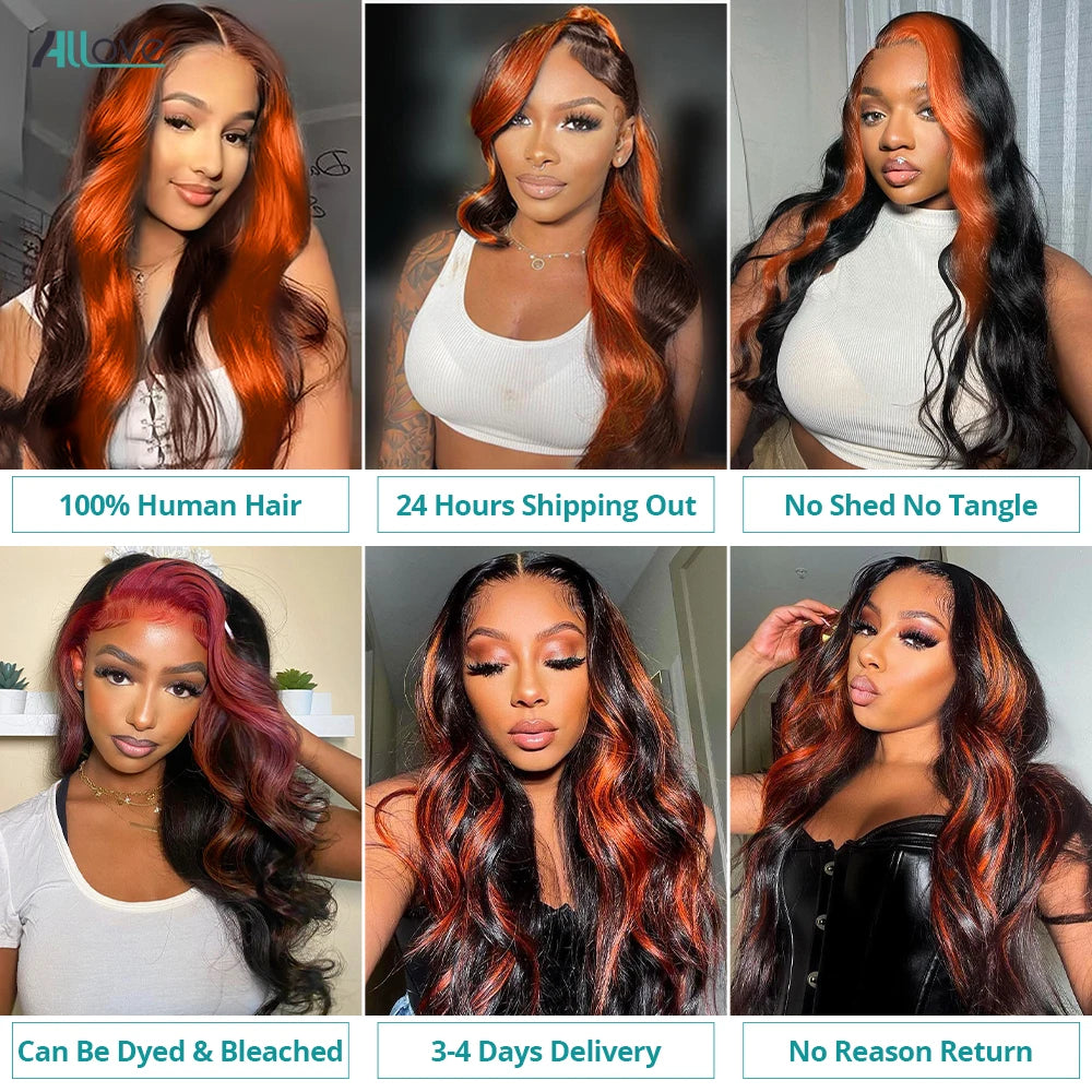 Lace Front Pre-Plucked Ginger Body Wave Brazilian Human Hair Wig