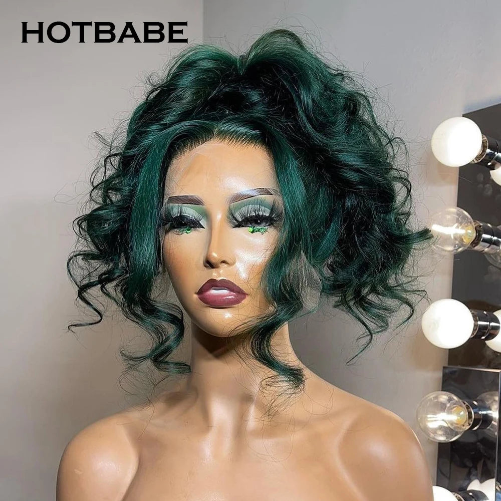 Lace Front Pre-Plucked Highlight Green Brazilian Human Hair Wig