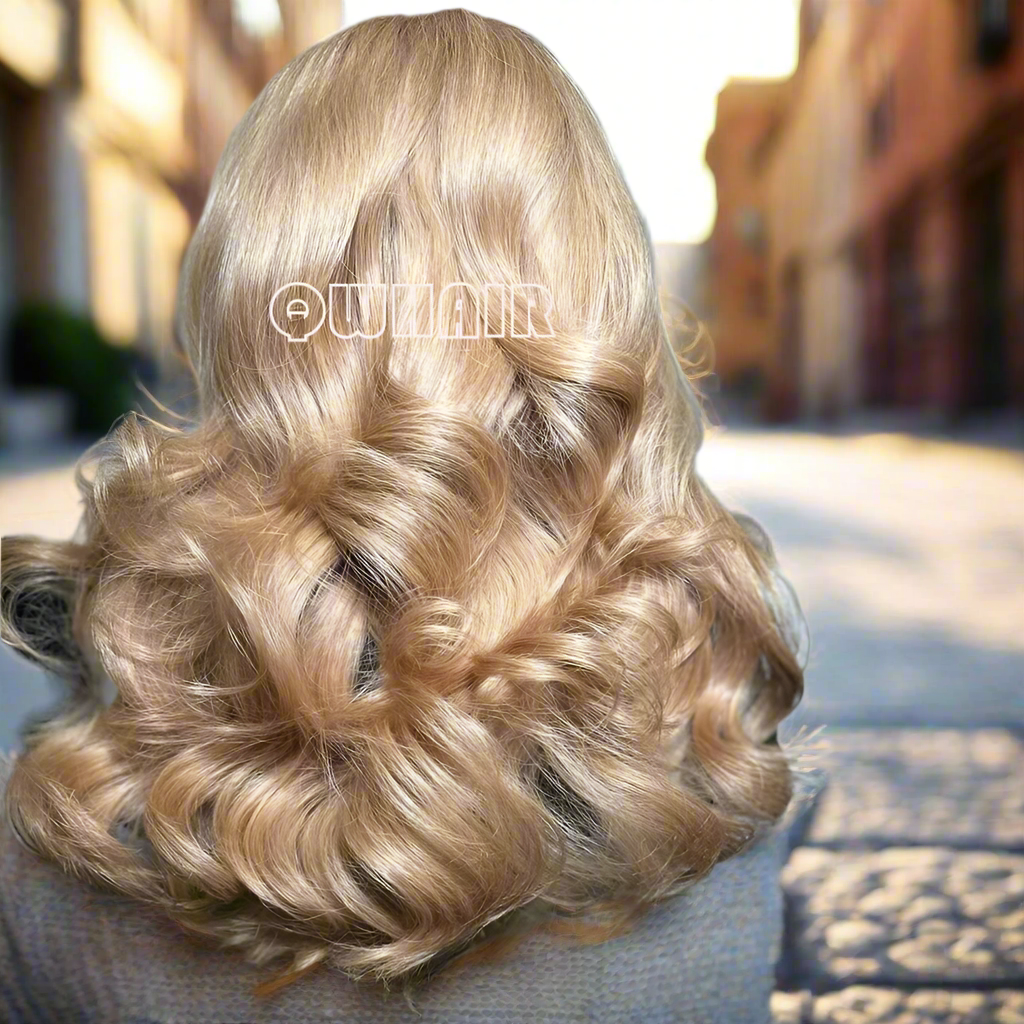 Glueless Synthetic Heat Resistance Lace Front Ash Blonde Wavy Wigs