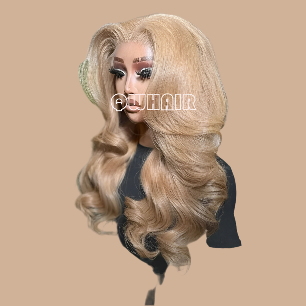 Glueless Synthetic Heat Resistance Lace Front Ash Blonde Wavy Wigs