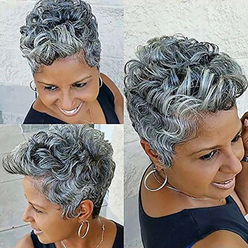 Synthetic Pixie Hair Short Curly Wig