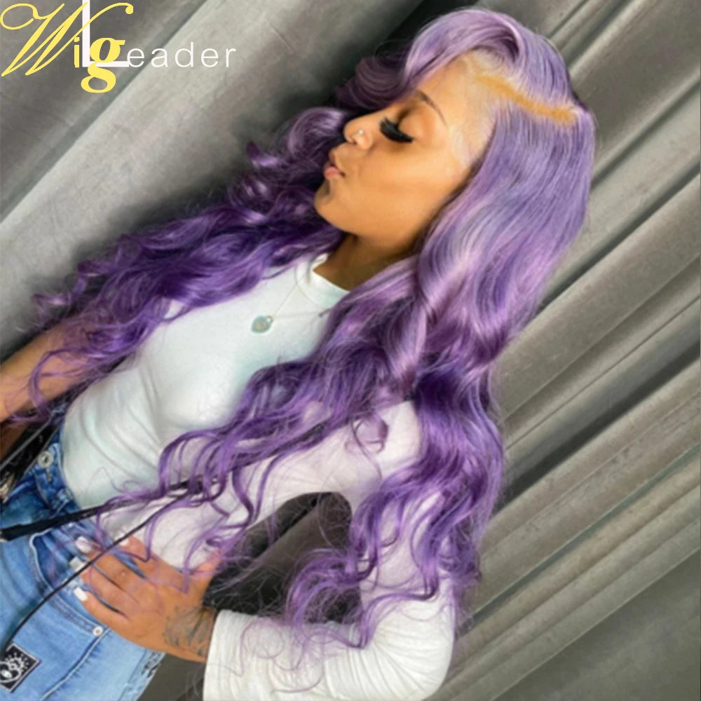 Glueless Lace Front Pre-plucked Purple Remy Human Hair Wigs