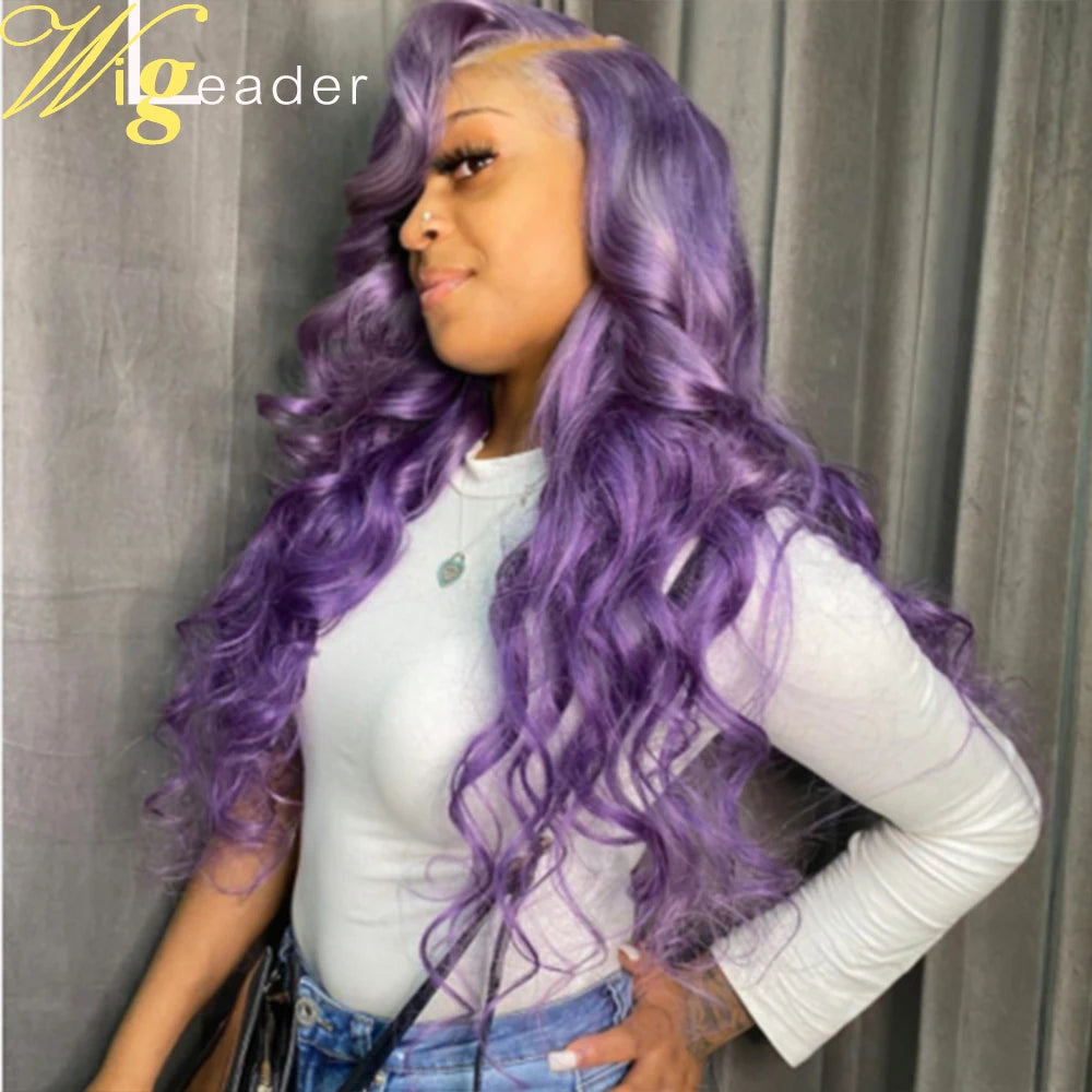 Glueless Lace Front Pre-plucked Purple Remy Human Hair Wigs