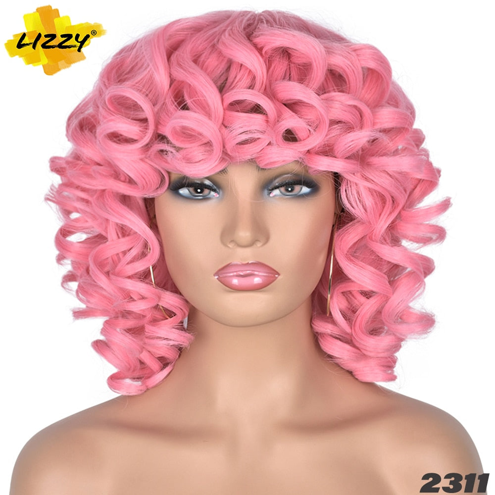 Synthetic Short Hair Loose Curly With Bangs Wigs