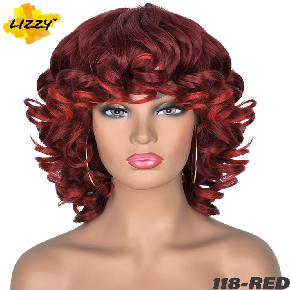 Synthetic Short Hair Loose Curly With Bangs Wigs