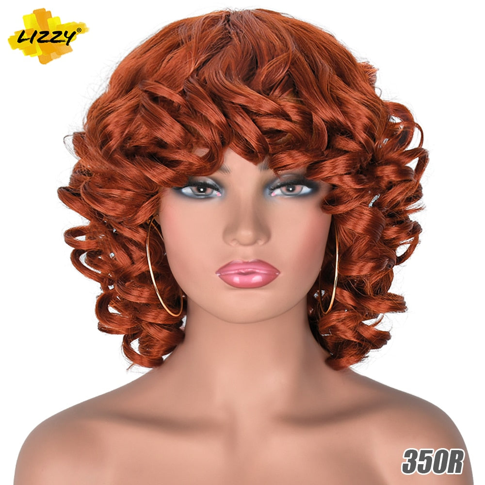 Synthetic Short Hair Loose Curly With Bangs Wigs