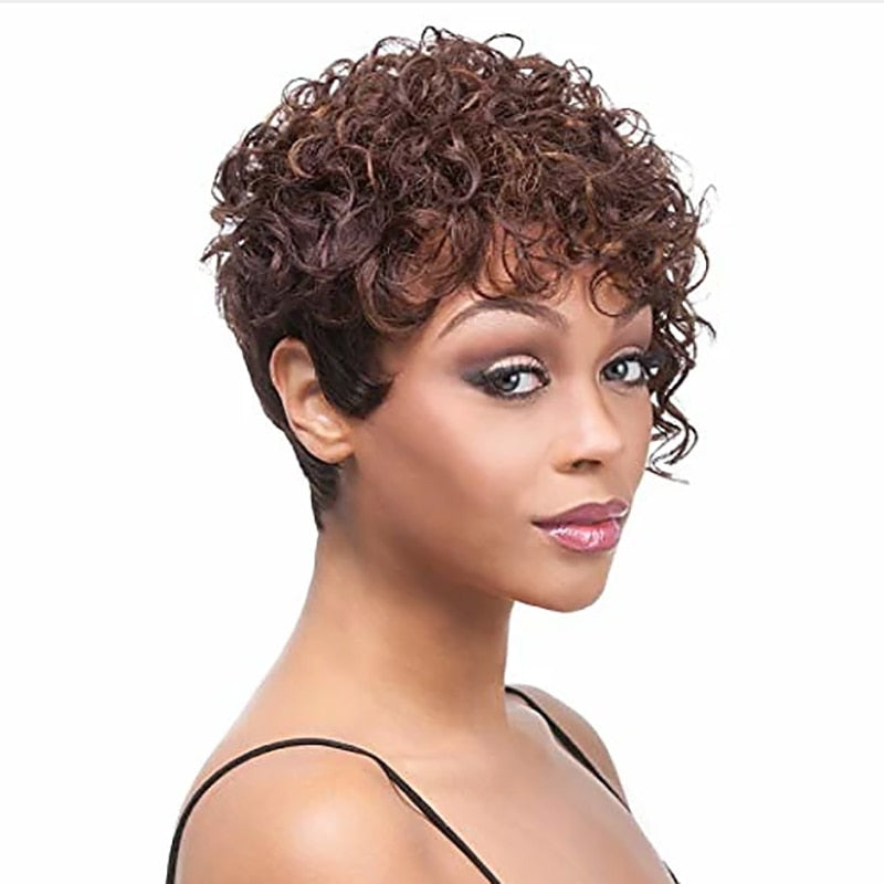 Synthetic Pixie Hair Short Curly Wig