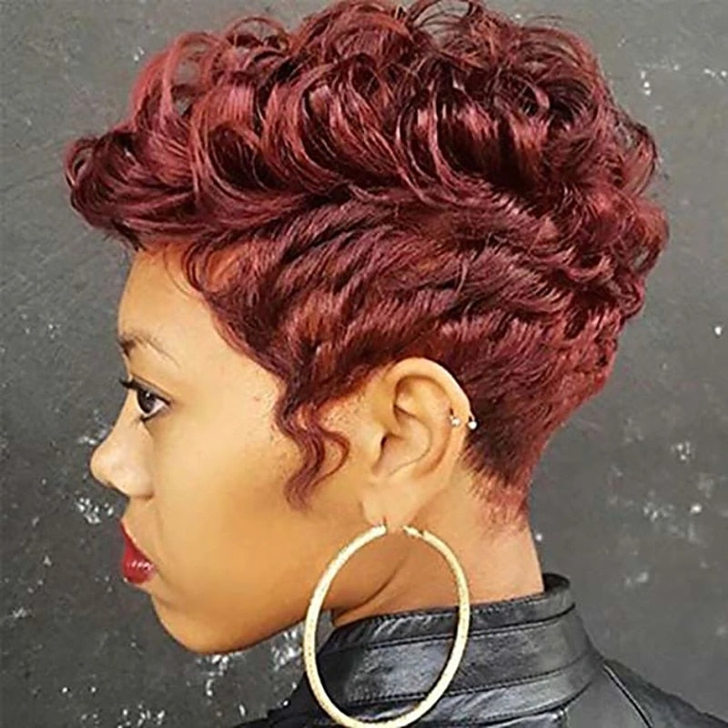 Synthetic Pixie Hair Short Curly Wig