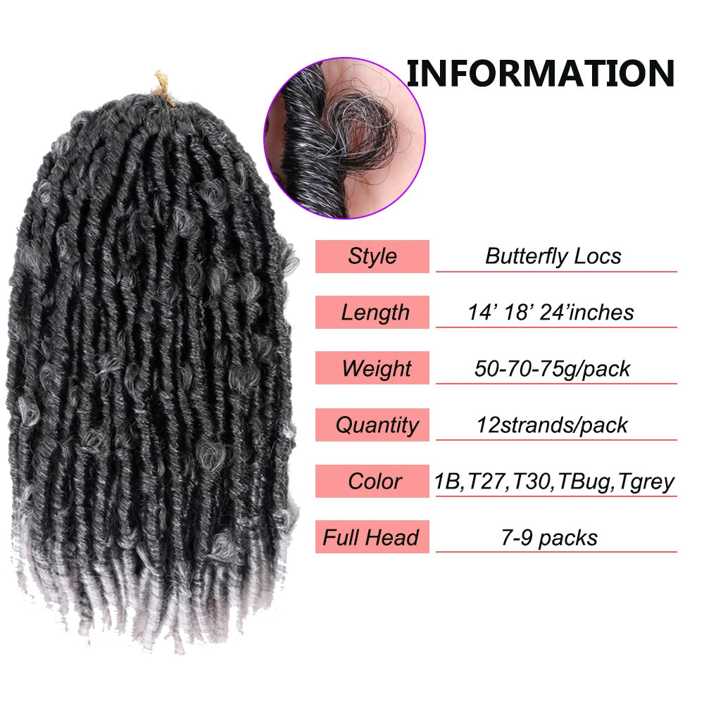 Pre Looped Crochet Synthetic Butterfly Locs Hair