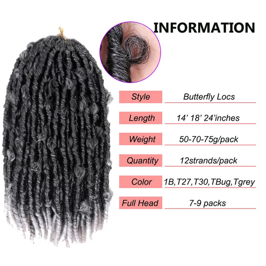 Pre Looped Crochet Synthetic Butterfly Locs Hair