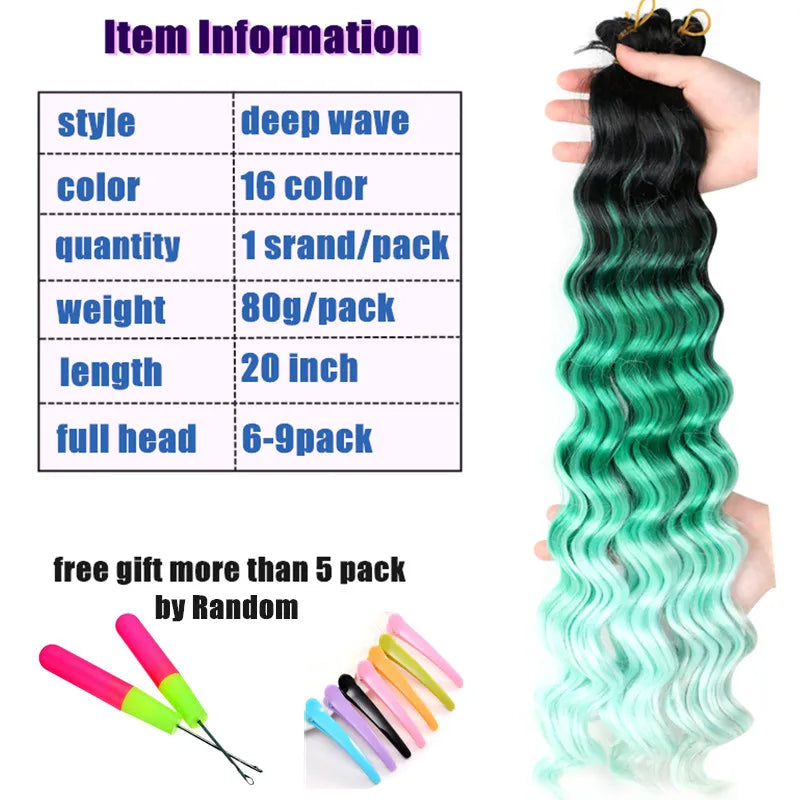 Crochet Natural Synthetic Deep Wave Twist Hair Extensions