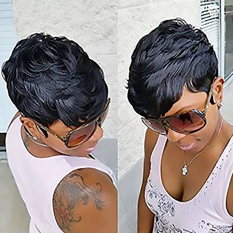 Synthetic Pixie Hair Short Curly Wig