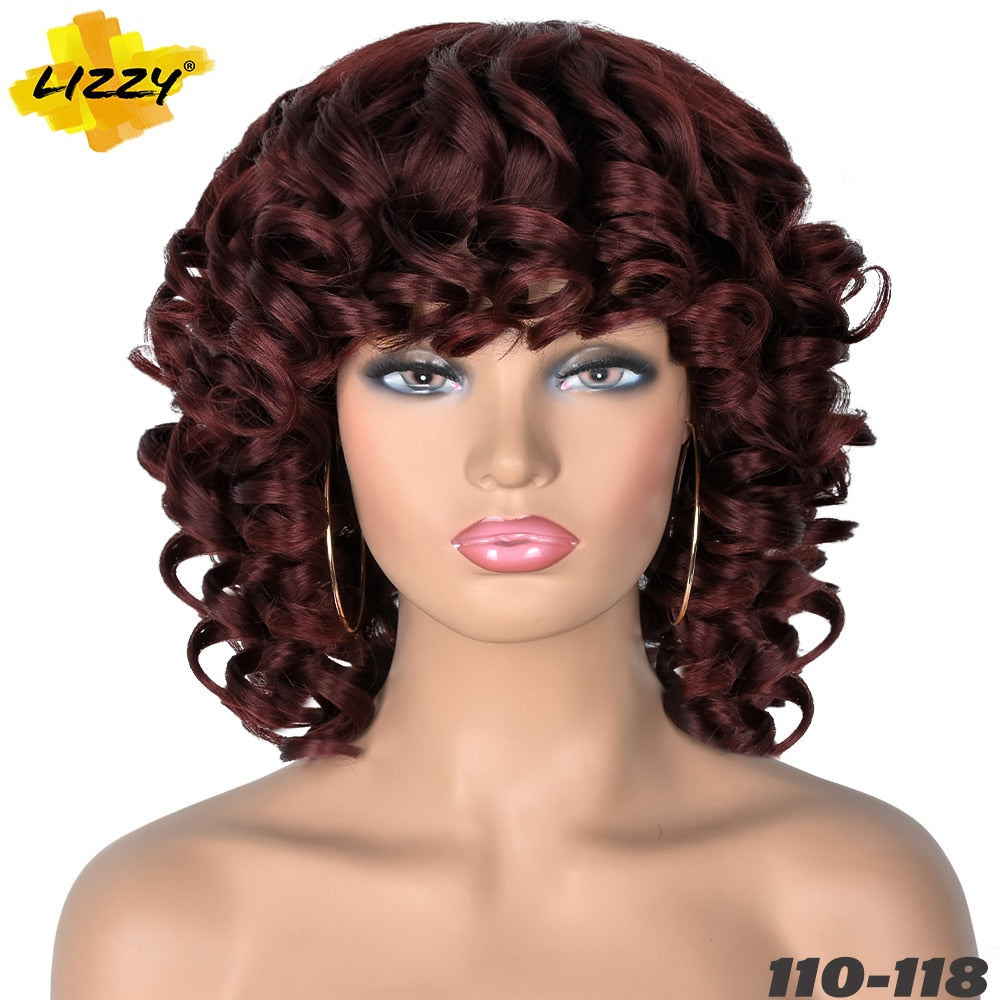 Synthetic Short Hair Loose Curly With Bangs Wigs