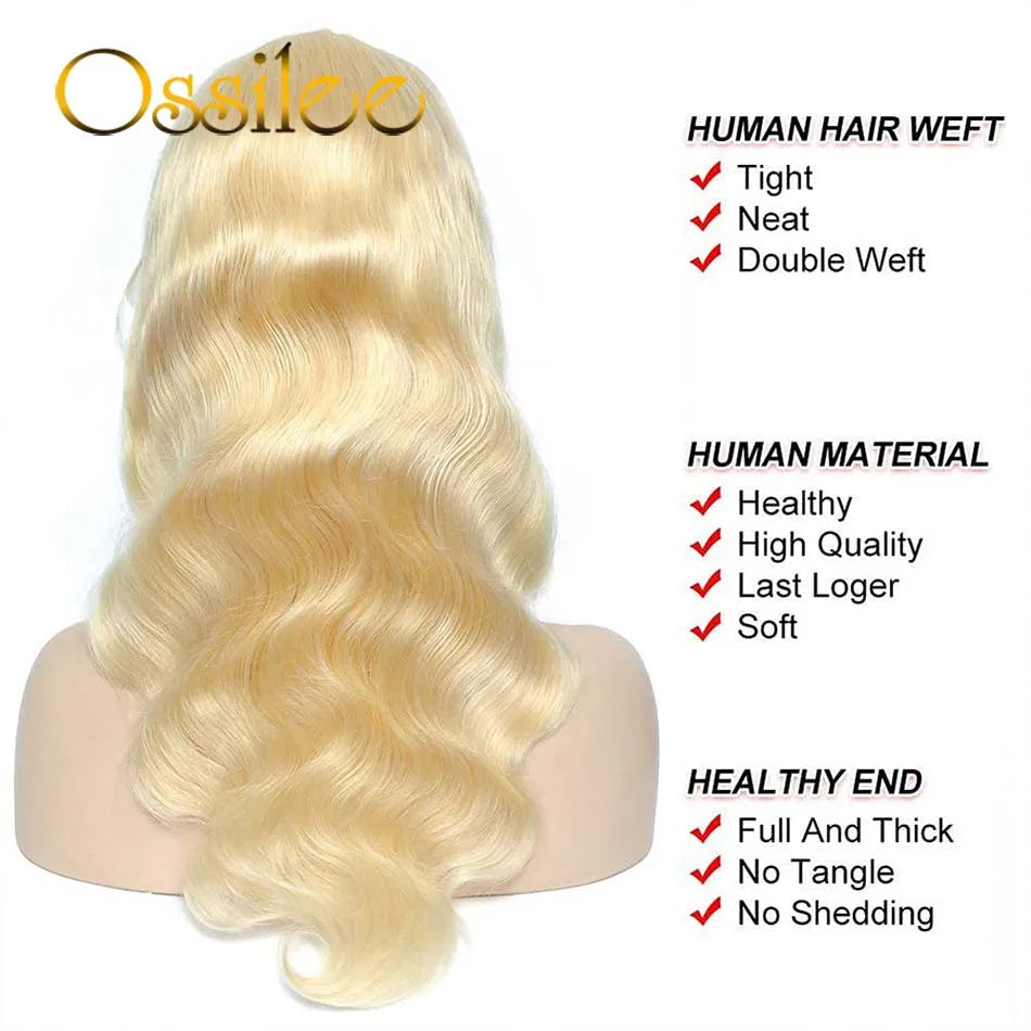 Lace Front  BlondeBody Wave Brazilian Human Remy Hair Wigs