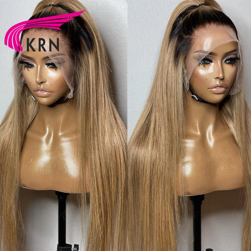 Lace Front Preplucked Ombre Honey Blonde Brazilian Remy Human Hair with Baby Hair Wig