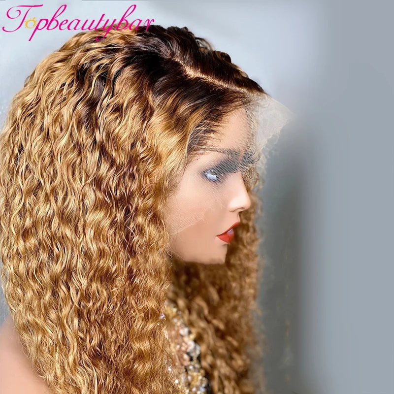 Lace Front Pre plucked Ombre Blonde Brazilian Remy Human Hair Wigs