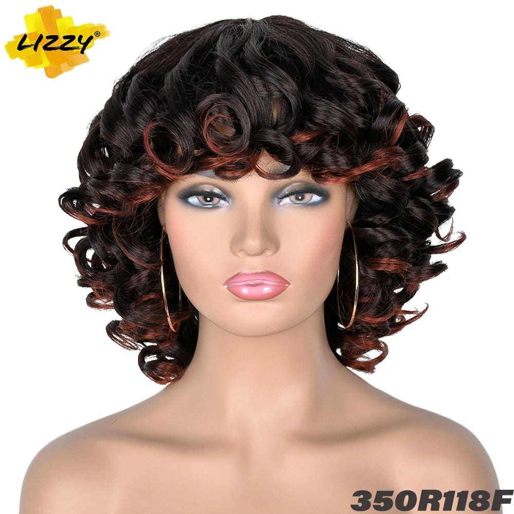 Synthetic Short Hair Loose Curly With Bangs Wigs