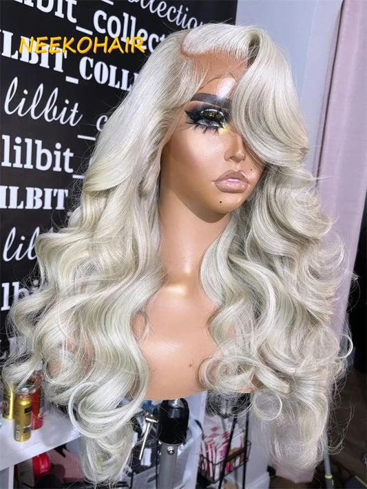 Lace Front Platinum Blonde Body Wave Human Hair Wigs