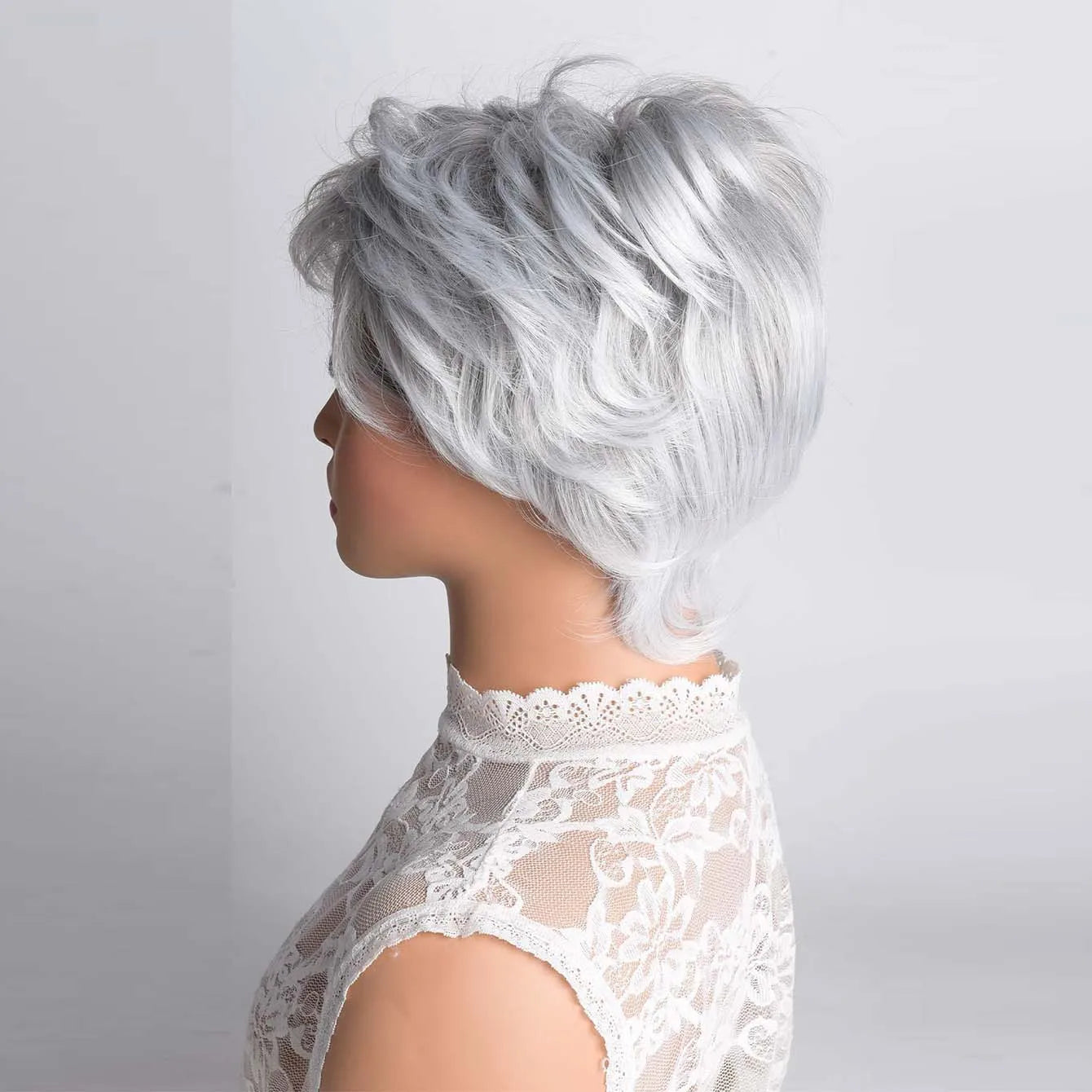 Synthetic Heat Resistant Pixie Cut Light Gray Wigs Wig