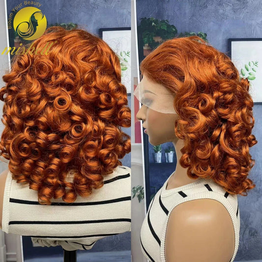 Lace Front Spring Curly Brazilian Remy Human Hair  Wig