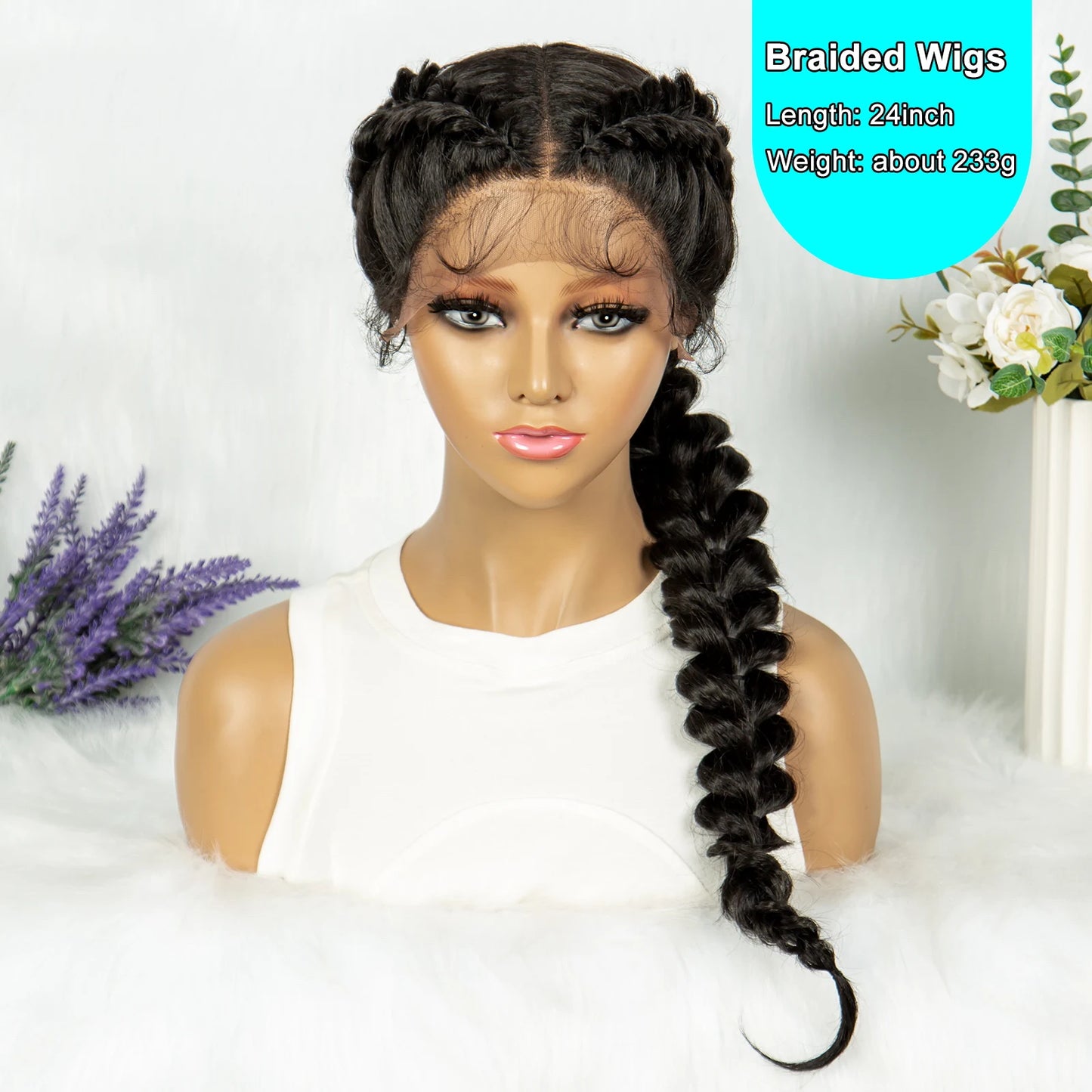 Synthetic Lace Front Braided Kinky Curly Hair With Baby Hair Wig