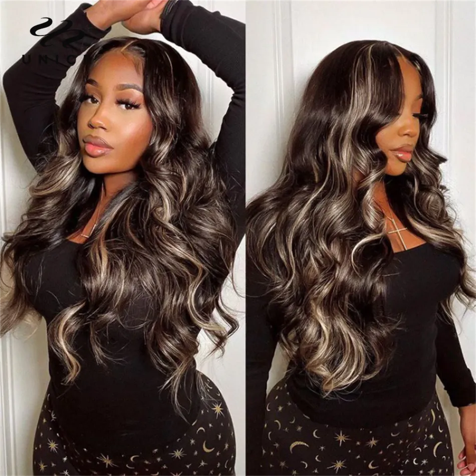 Glueless Lace Front Body Wave Highlight Human Hair Wig