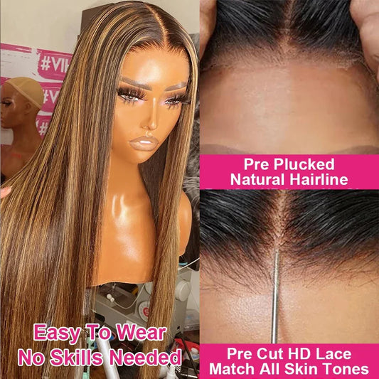 Lace Front Preplucked Highlight Human Hair Wigs