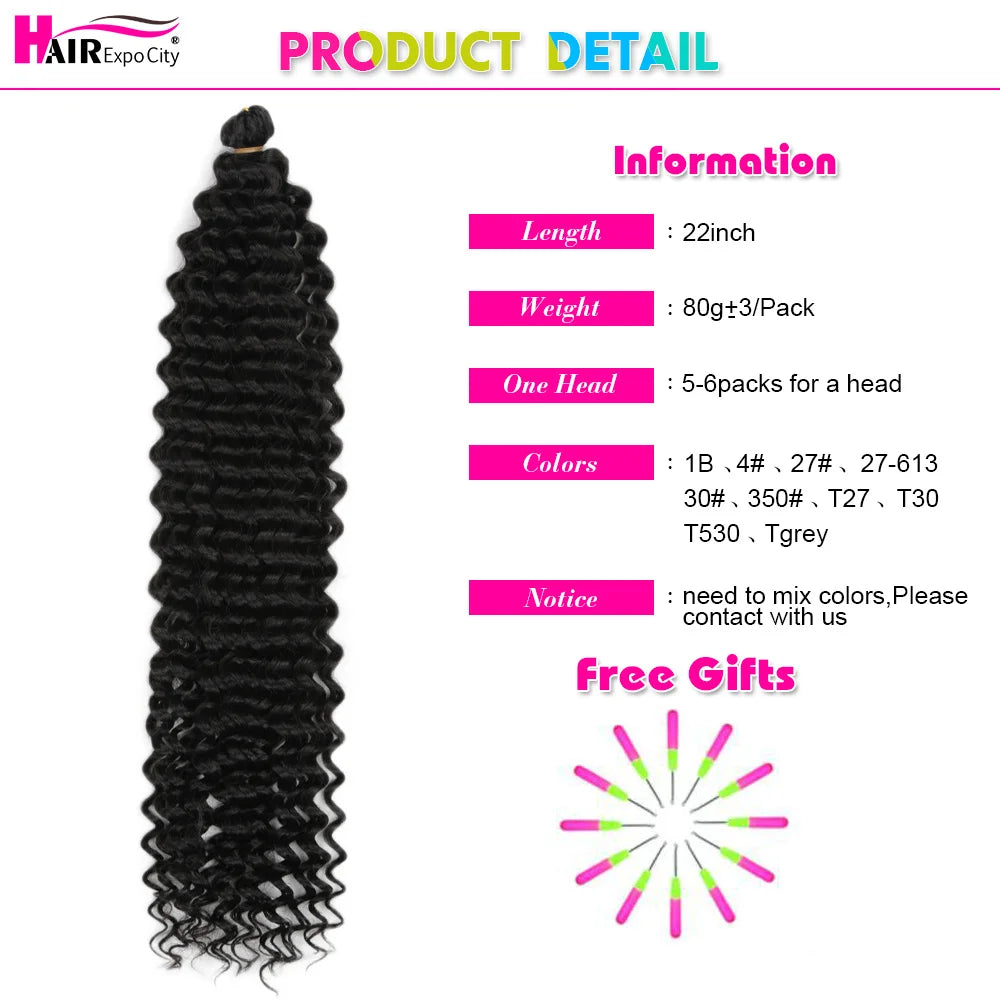 Crochet Pre-Stretched Deep Twist Synthetic  Wavy Hair