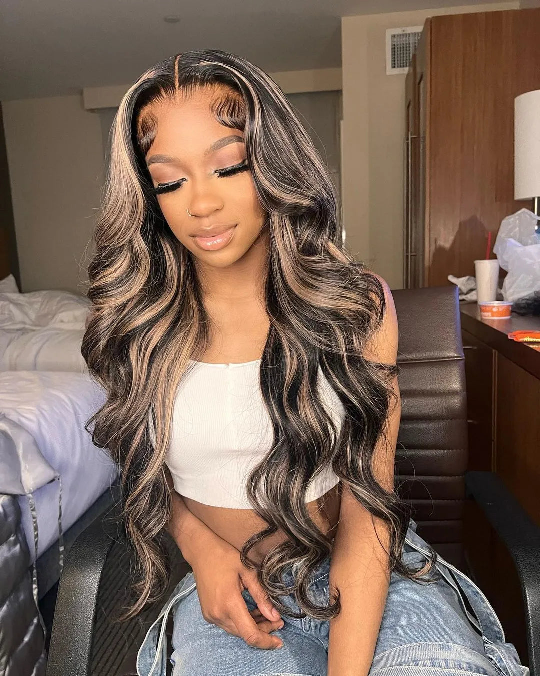 Lace Front  Highlight Blonde Body Wave Human Hair Wigs