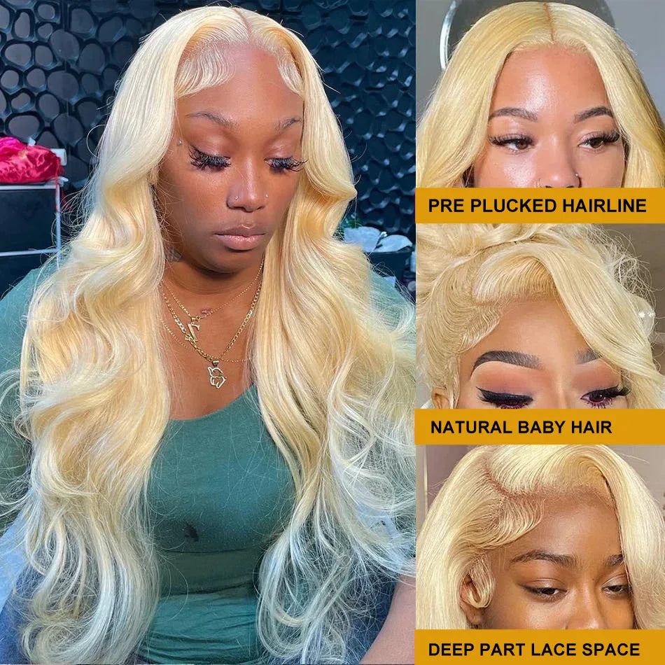 Lace Front  BlondeBody Wave Brazilian Human Remy Hair Wigs