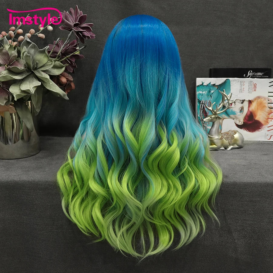 Lace Front Synthetic Ombre Blue Green Wig