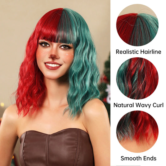 Synthetic Heat Resistance Short Wavy Two Tones Wigs With Bangs