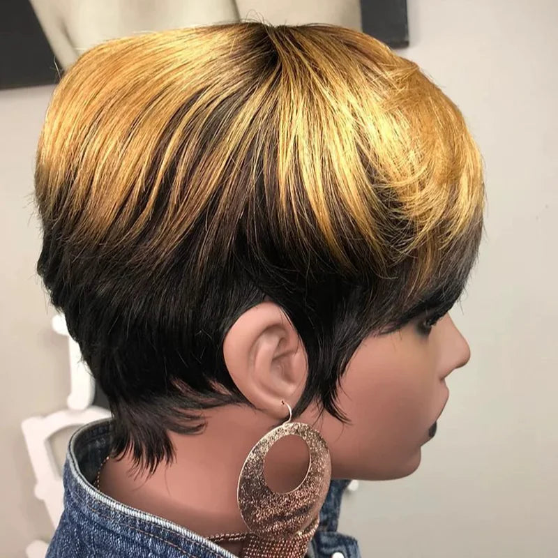 Pixie Cut Ombre Pre-Plucked Brazilian Remy Human Hair Wigs