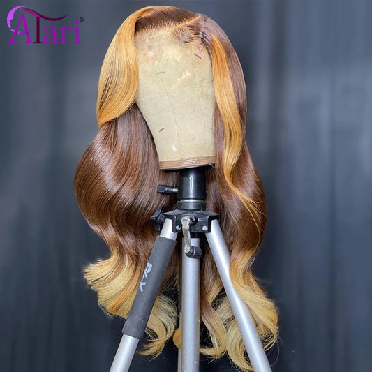 Lace Front Pre-Plucked Ombre Blonde Body Wave Brazilian Human Hair Wigs