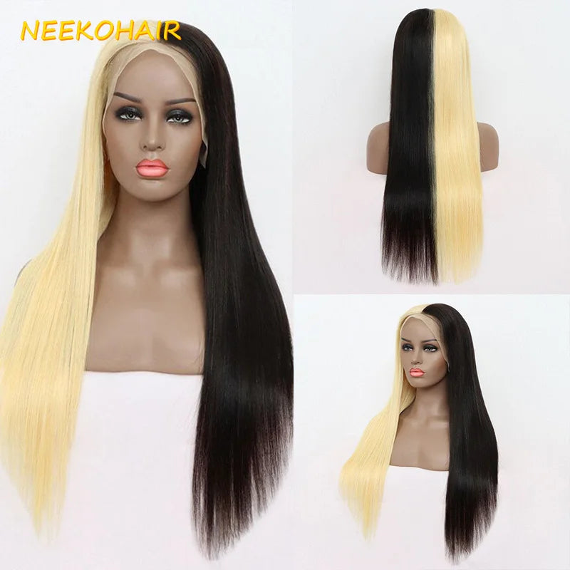 Lace Front Long Straight Two Tone Human Hair Wig