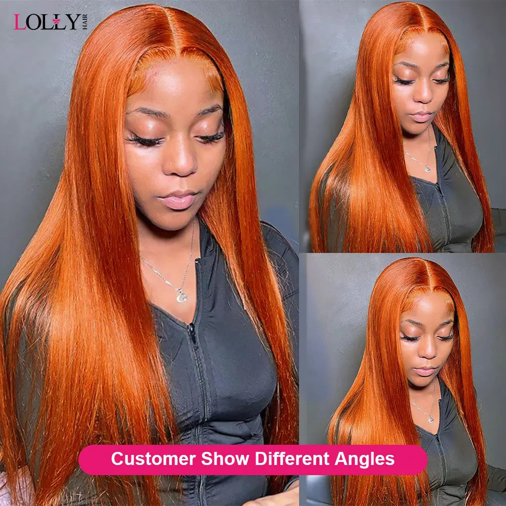 Lace Front Ginger Straight Human Hair Wig