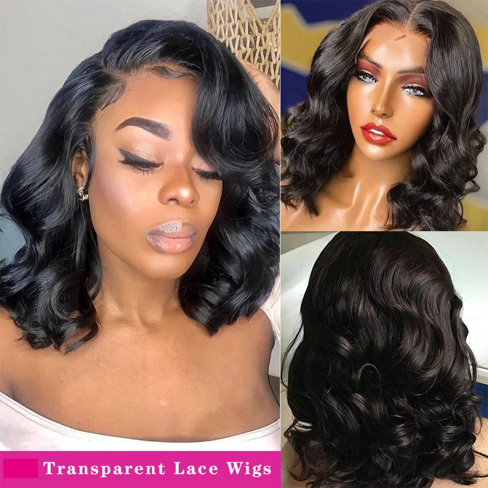 Lace Closure Body Wave Bob Brazilian Remy  Human Hair With Baby Hair Wigs