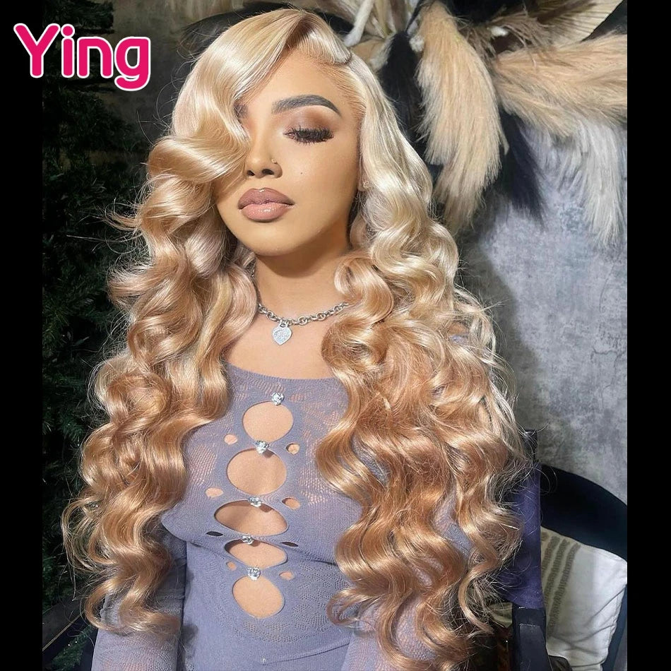 Lace Front PrePlucked Body Wave Ombre Light Coffe  Human Peruvian Remy Hair Wig