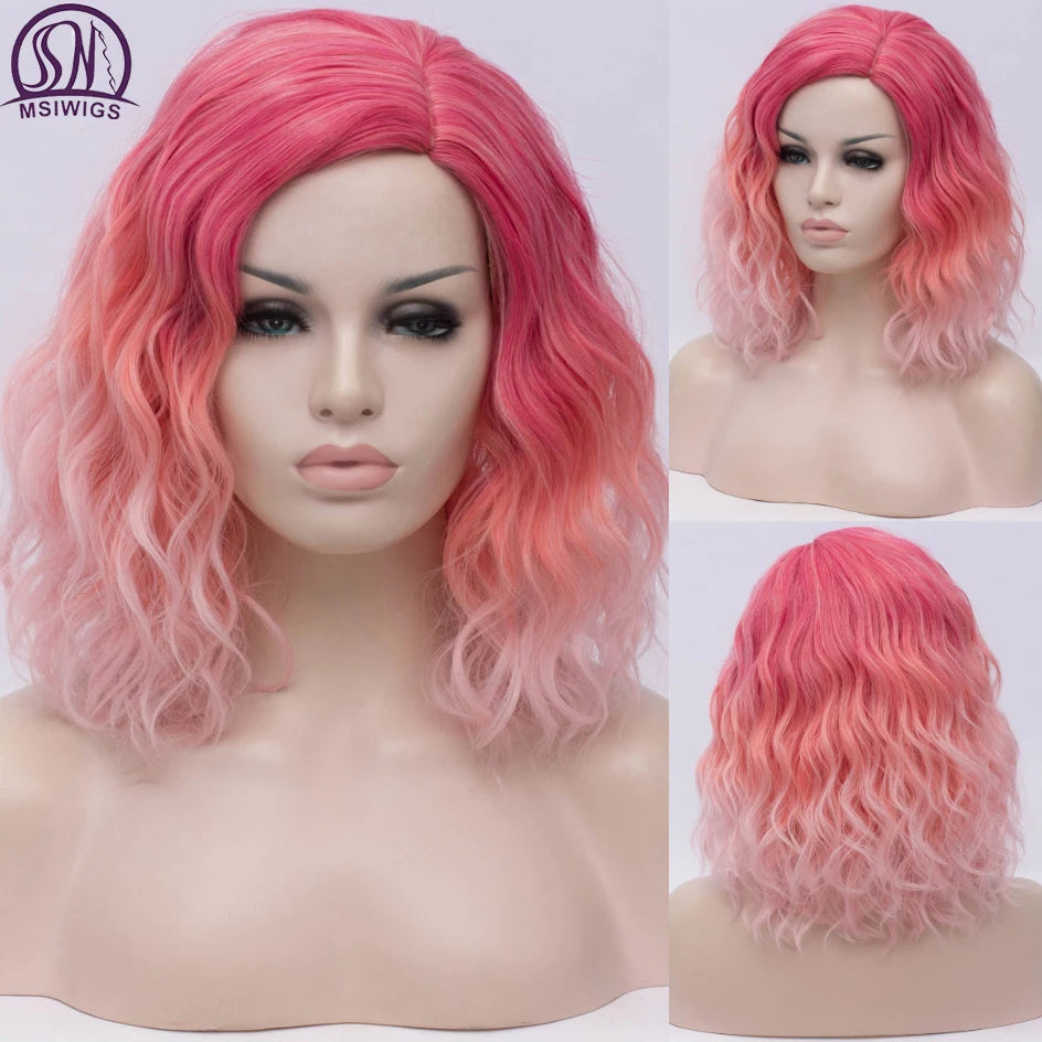 Synthetic Two-Tone Bob Short Curly Hair Wig