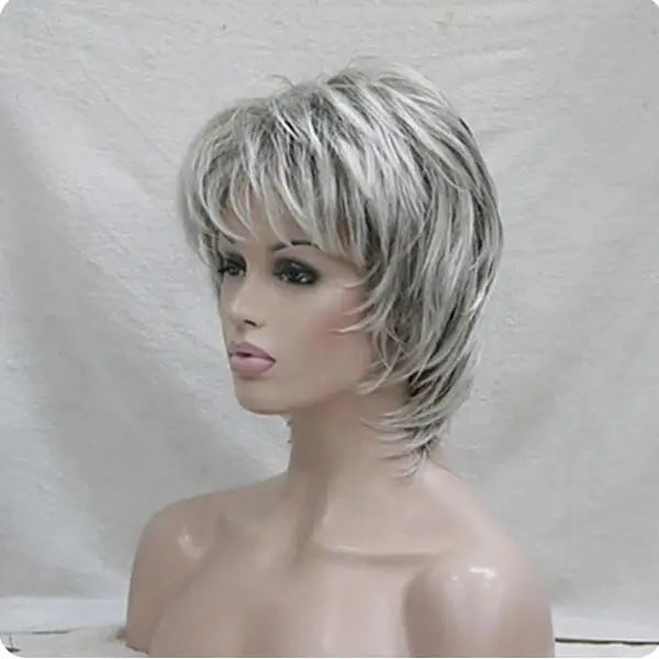 Synthetic Pixie Cut Layered Haircut With Bangs Wig