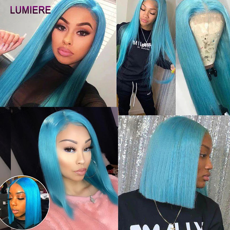 Light Blue Human Malaysian Remy  Hair Bundle With Closure Extension