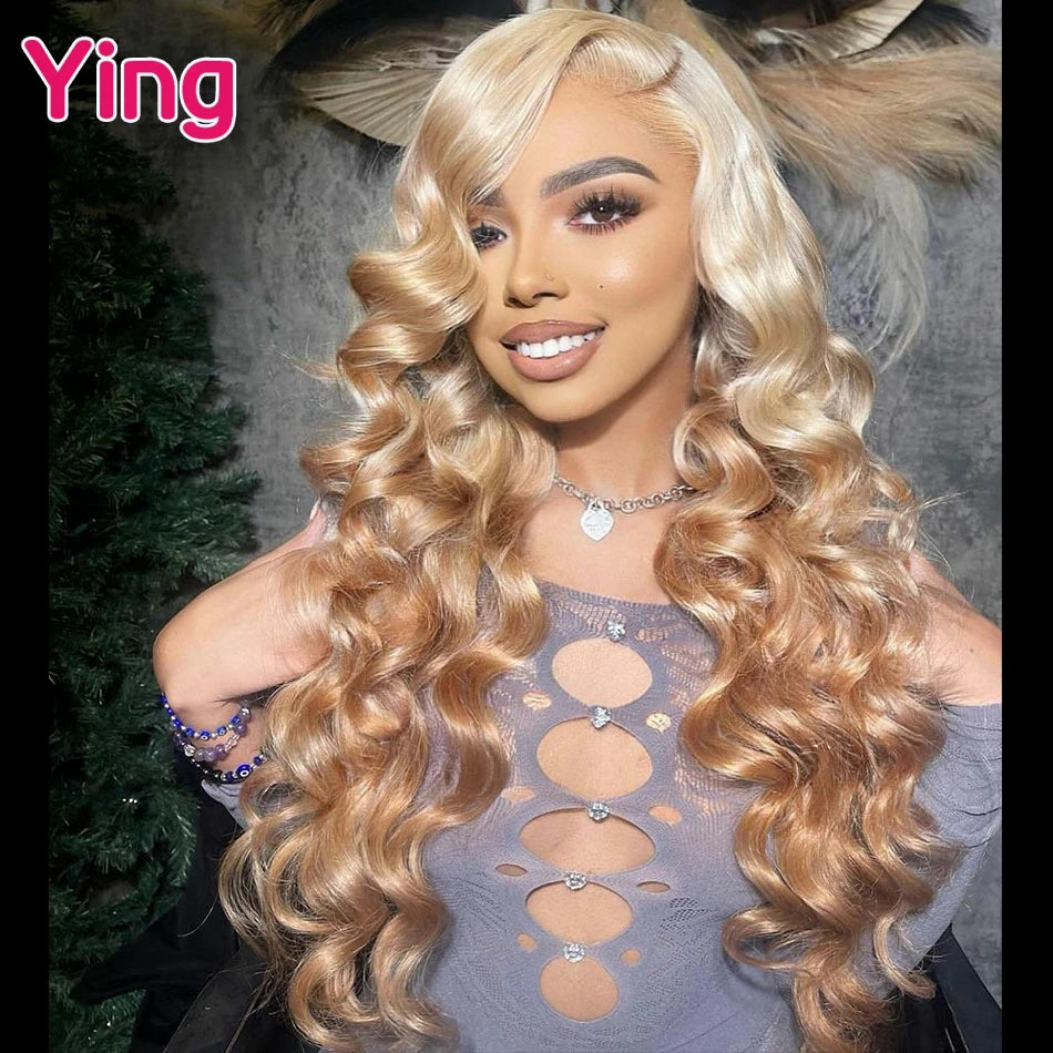 Lace Front PrePlucked Body Wave Ombre Light Coffe  Human Peruvian Remy Hair Wig