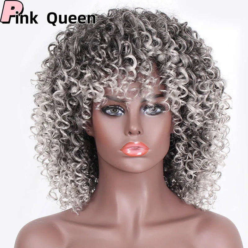 Synthetic Short Curly Gray Wig