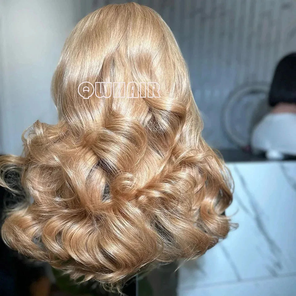 Glueless Synthetic Heat Resistance Lace Front Ash Blonde Wavy Wigs