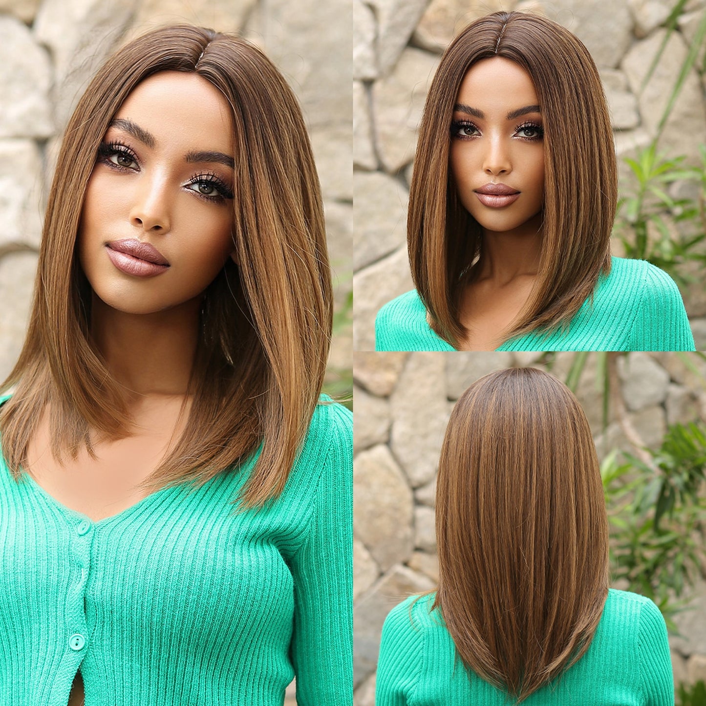 Synthetic Ombre Short Straight Bob with Bangs Wig