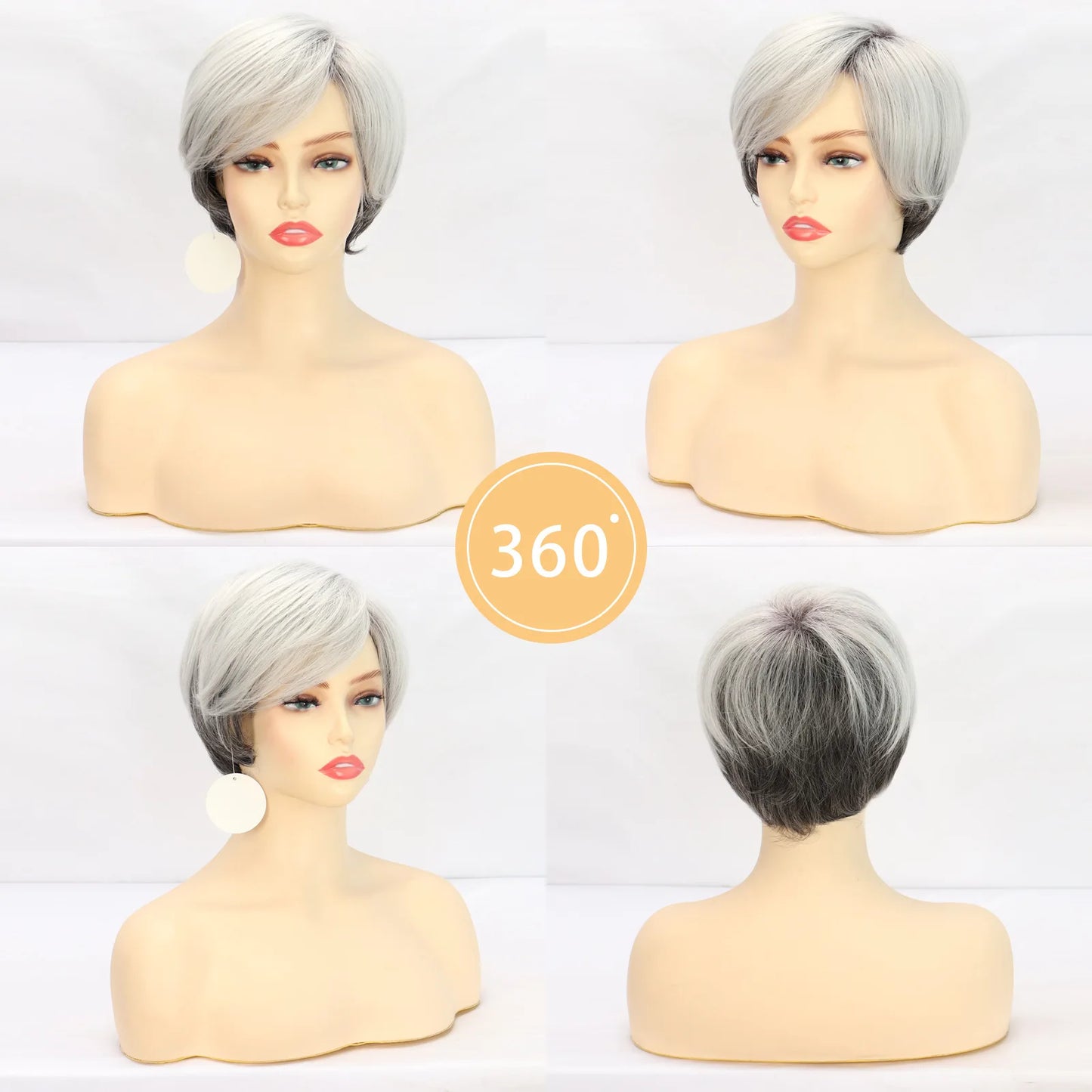 Synthetic Short Pixie Cut with Bangs Wigs