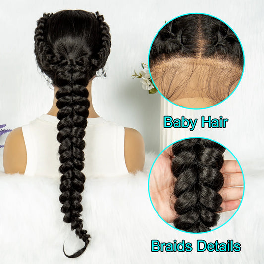 Synthetic Lace Front Braided Kinky Curly Hair With Baby Hair Wig